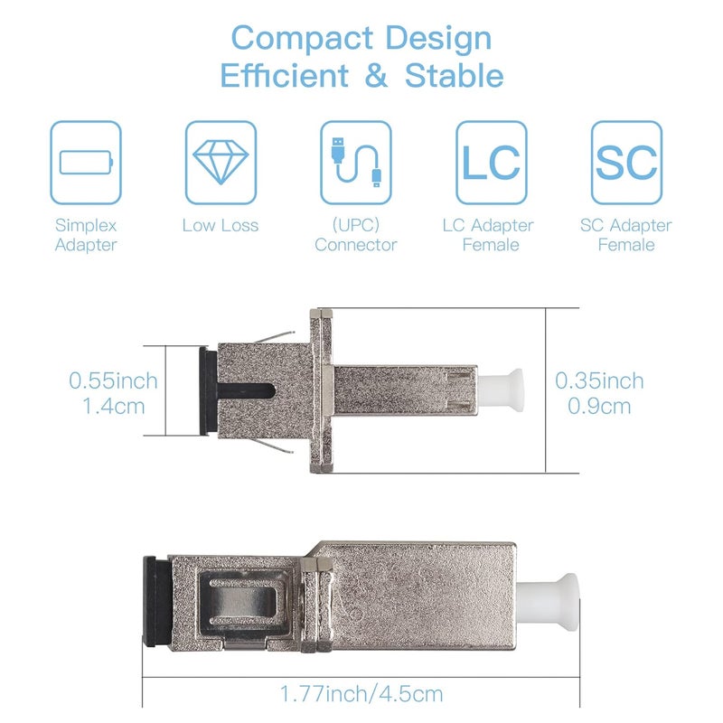 Moocci 6 Pcs LC to SC Adapter (Female to Female) Fiber Optic Connector Single Mode UPC Simplex Fiber Optic Extender 1PC Fiber Couplers/Flange - Image 2